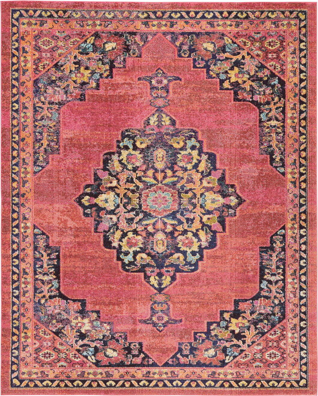 Nourison Passionate PST01 Pink Multicolor 8'x10' Large Rug PST01 Pink/Flame