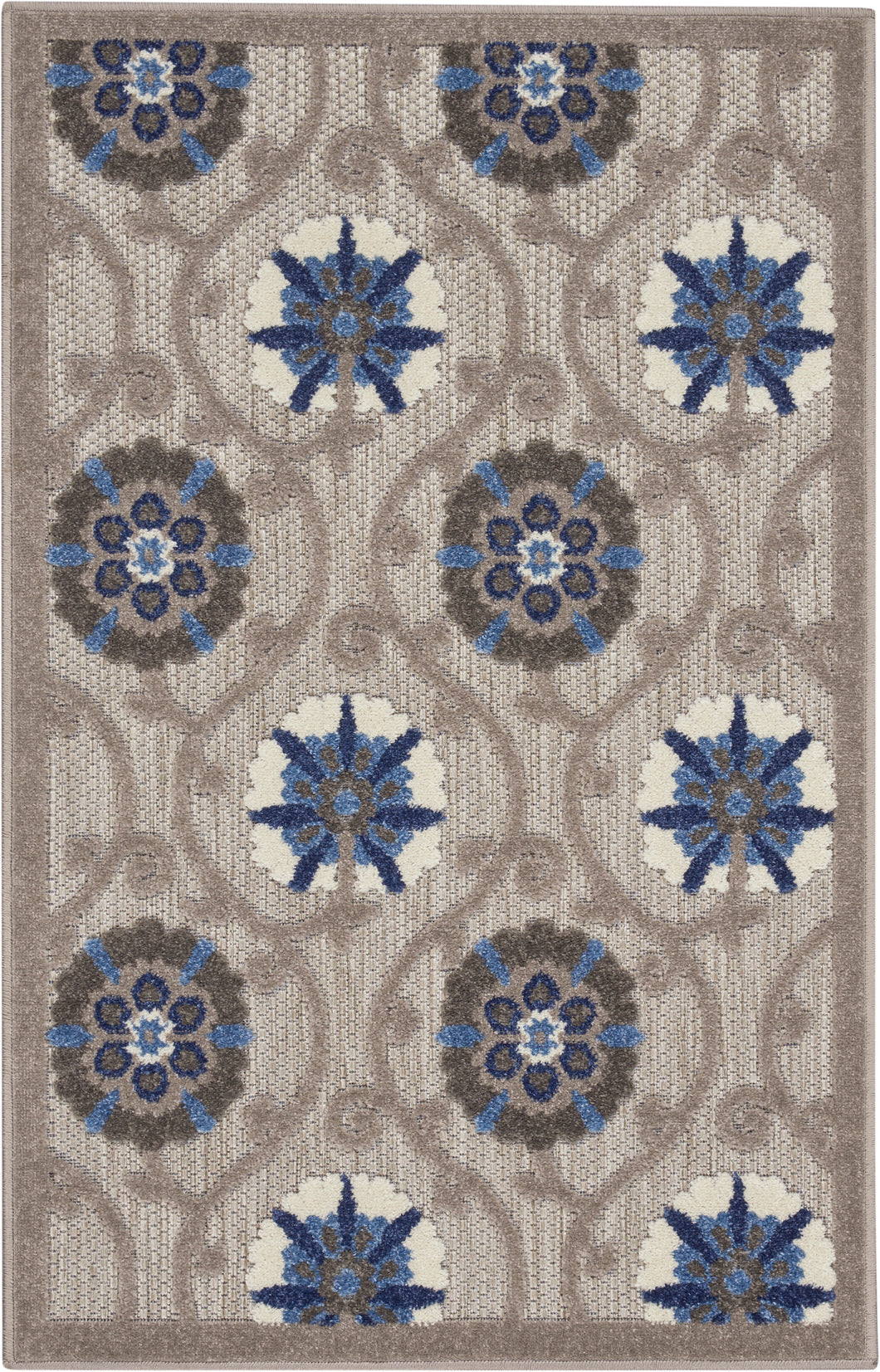 Nourison Aloha 3'x4' Grey Patio Area Rug ALH19 Grey/Blue