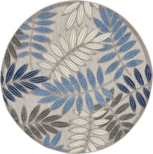 Load image into Gallery viewer, Nourison Aloha 4&#39;xRound Blue Patio Area Rug ALH18 Grey/Blue
