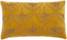 Load image into Gallery viewer, Mina Victory Sofia Beaded Flowers Gold Throw Pillow AZ534 12&quot;X20&quot;
