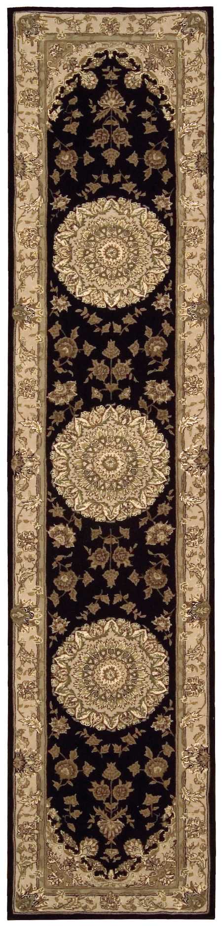 Nourison 2000 2233 Black 12' Runner Area Rug 2233 Black