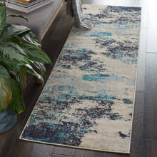 Load image into Gallery viewer, Nourison Celestial CES02 Blue and White 10&#39; Runner Hallway Rug CES02 Ivory/Teal Blue
