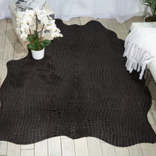 Load image into Gallery viewer, Mina Victory Crocodile Print Black Couture Rug BR700 5&#39;X7&#39;
