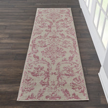 Load image into Gallery viewer, Nourison Jubilant JUB09 White and Pink 7&#39; Runner Low-pile Hallway Rug JUB09 Ivory/Pink
