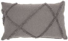 Load image into Gallery viewer, Mina Victory Life Styles Distressed Diamond Grey Throw Pillow SH018 14&quot; X 24&quot;
