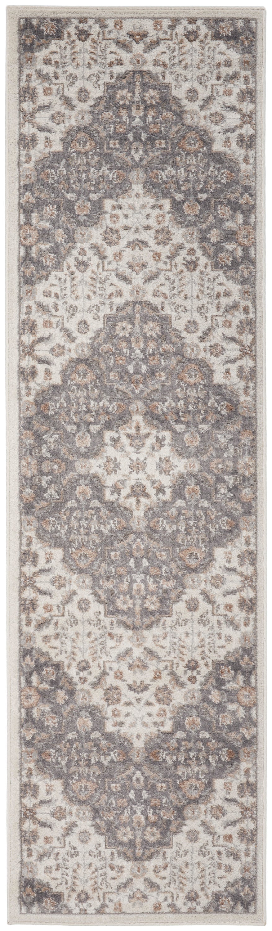 Nourison Elation 8' Runner Area Rug ETN08 Ivory Grey