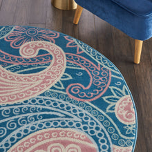 Load image into Gallery viewer, Nourison Jubilant JUB13 Pink and Blue 5&#39; Round Boho Area Rug JUB13 Blue
