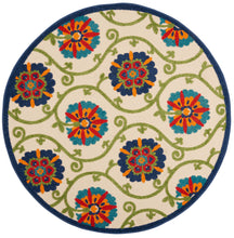 Load image into Gallery viewer, Nourison Aloha ALH19 4&#39; Round Blue Multicolor Easy-care Indoor-outdoor Rug ALH19 Blue/Multicolor
