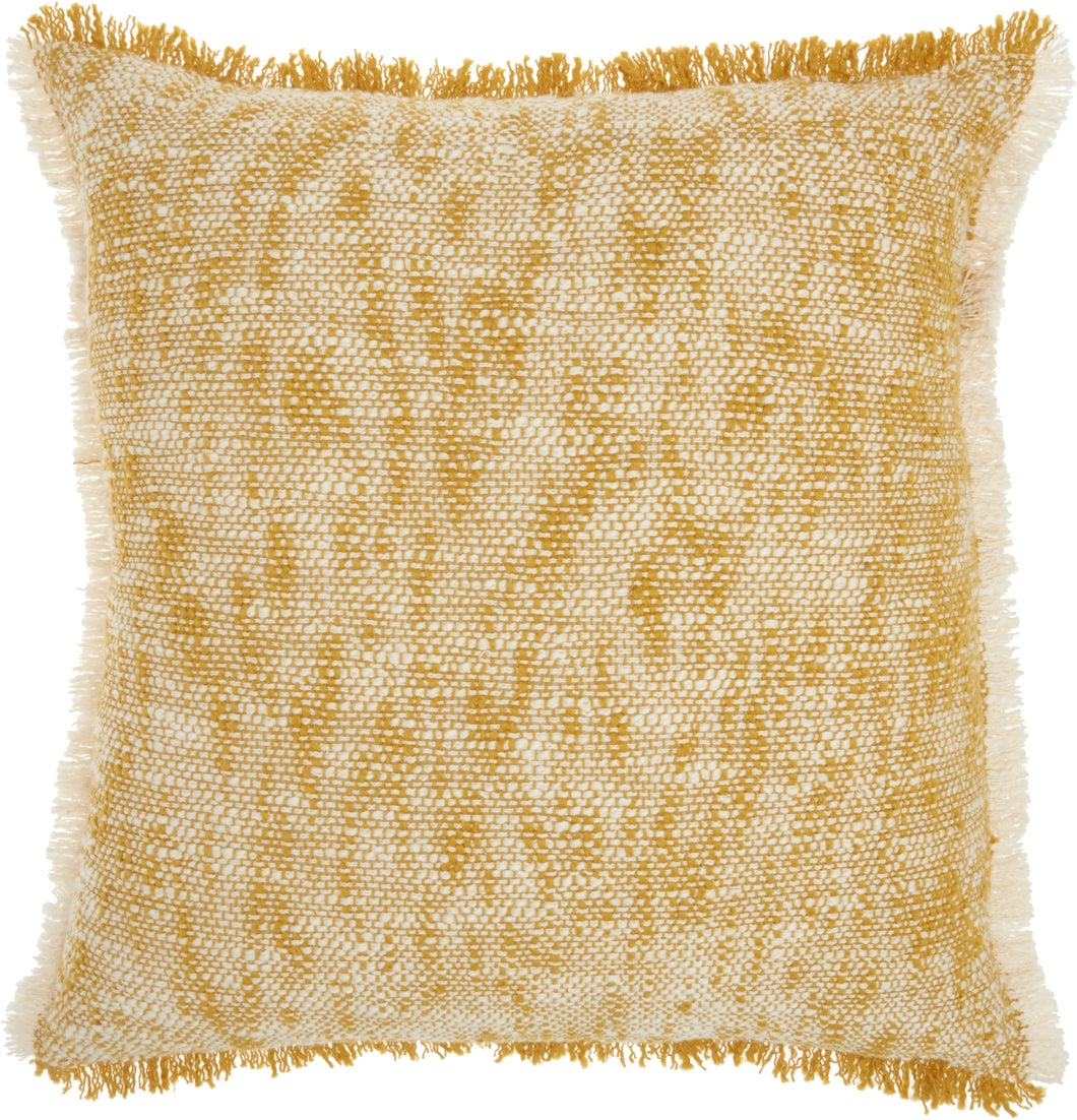 Nourison Life Styles Woven Fringe Mustard Throw Pillow SH020 20