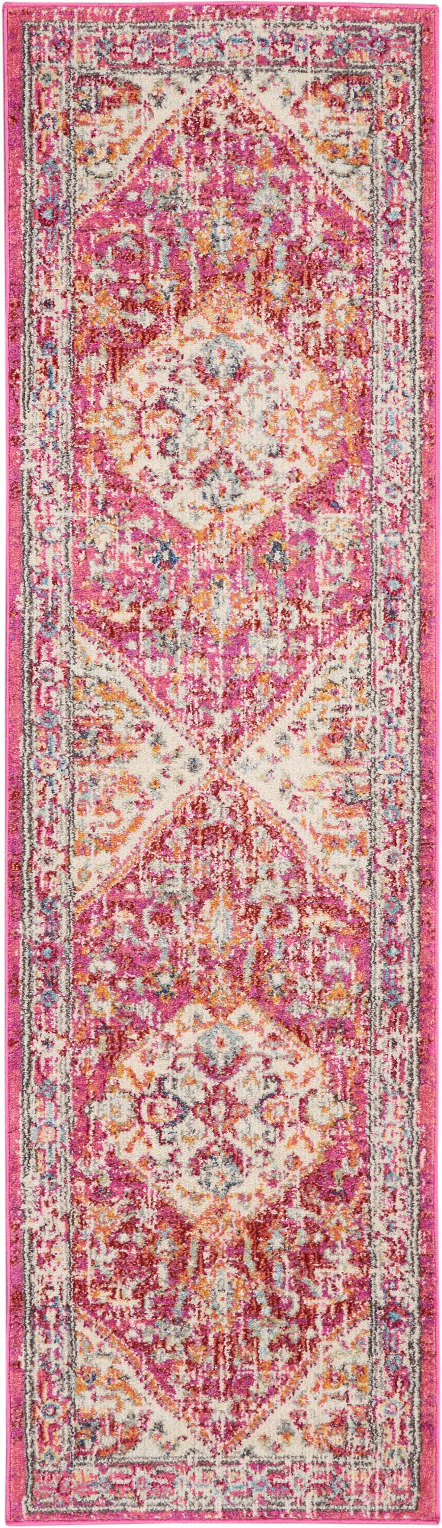 Nourison Passion 8' Runner Ivory and Pink Area Rug PSN23 Ivory/Pink
