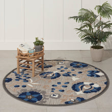 Load image into Gallery viewer, Nourison Aloha 5&#39; Round Blue Patio Area Rug ALH17 Natural/Blue
