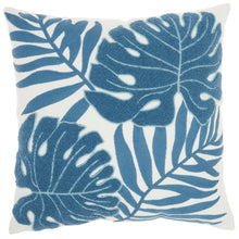 Load image into Gallery viewer, Mina Victory Life Styles Embroidered Leaves Blue Throw Pillow L0157 18&quot;X18&quot;
