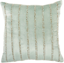 Load image into Gallery viewer, Mina Victory Sofia Beaded Stripes Celadon Throw Pillow AZ217 20&quot;X20&quot;
