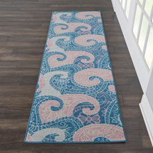 Load image into Gallery viewer, Nourison Jubilant JUB13 Pink and Blue 7&#39; Runner Low-pile Hallway Rug JUB13 Blue
