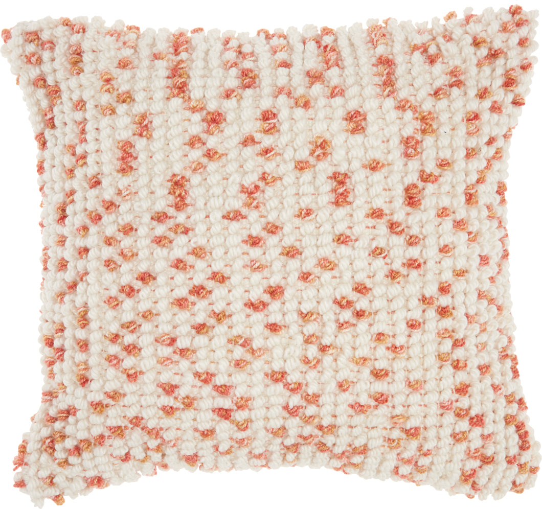 Mina Victory Indoor/Outdoor Loop Dots Coral Throw Pillow IH013 18