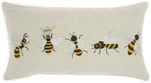 Load image into Gallery viewer, Mina Victory Plushlines Queen Bee 5 Bees Multicolor Throw Pillow CH344 12&quot;X22&quot;

