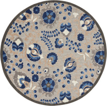 Load image into Gallery viewer, Nourison Aloha 4&#39; Round Blue Patio Area Rug ALH17 Natural/Blue
