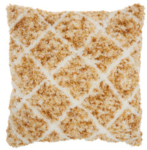 Load image into Gallery viewer, Mina Victory Life Styles Sprinkle Dye Lattice Mustard Throw Pillow DL902 24&quot; x 24&quot;
