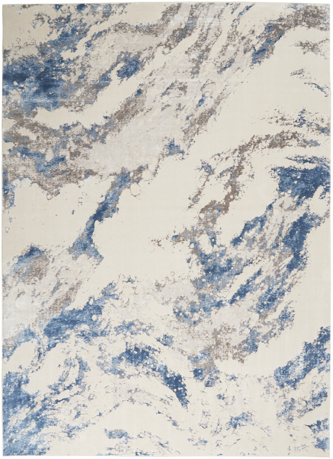 Nourison Silky Textures 9' x 13' Area Rug SLY03 Blue/Ivory/Grey