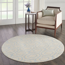 Load image into Gallery viewer, Nourison Jubilant JUB19 White and Blue 5&#39; Round Moroccan Area Rug JUB19 Ivory/Blue
