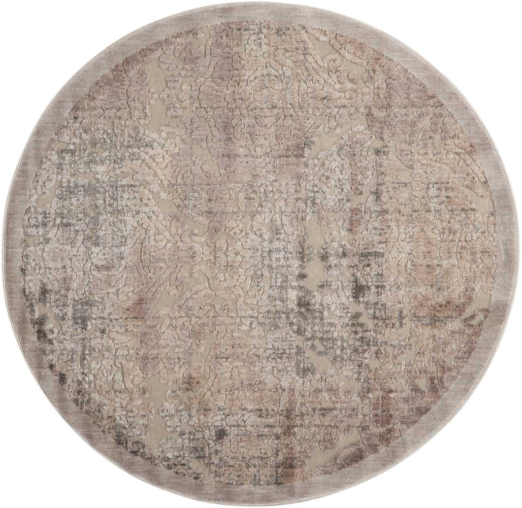 Nourison Graphic Illusions GIL09 Grey 5' Round Area Rug GIL09 Grey