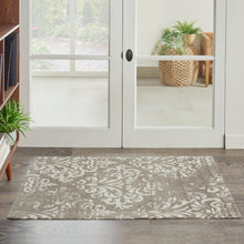 Load image into Gallery viewer, Nourison Damask 2&#39; X 4&#39; Grey and White Vintage Area Rug DAS03 Ivory/Grey

