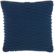 Load image into Gallery viewer, Mina Victory Life Styles Woven Dot Stripes Navy Throw Pillow GC380 18&quot;X18&quot;

