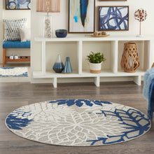 Load image into Gallery viewer, Nourison Aloha 5&#39; Round Ivory Navy Area Rug ALH05 Ivory/Navy
