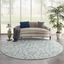 Load image into Gallery viewer, Nourison Jubilant 8&#39; Round White and Blue Area Rug JUB09 Ivory/Blue
