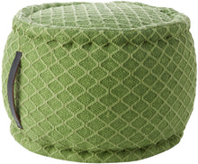 Load image into Gallery viewer, Mina Victory Indoor/Outdoor Green Woven Lattice Pouf AS696 20&quot;X20&quot;X12&quot;
