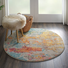 Load image into Gallery viewer, Nourison Celestial CES02 Multicolor 5&#39; Round Abstract Area Rug CES02 Sealife

