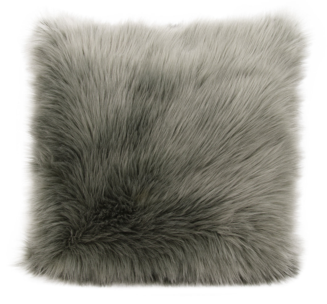 Mina Victory Fur Remen Poly Faux Fur Silver/Grey Throw Pillow FL101 22