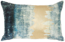 Load image into Gallery viewer, Mina Victory Luminecence Metallic Ombre Strip Teal Throw Pillow AC229 14&quot;X20&quot;
