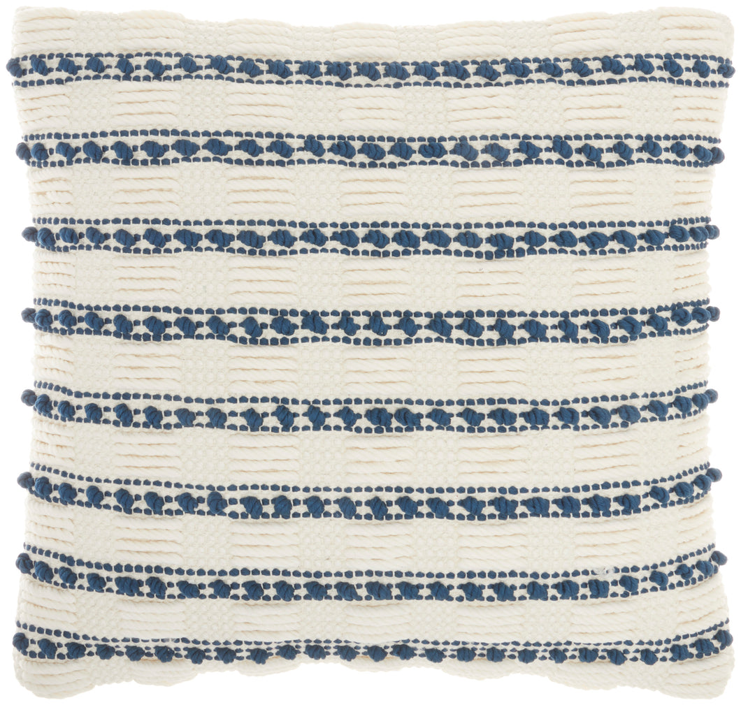 Mina Victory Life Styles Woven Lines and Dots Navy Throw Pillow GC384 18