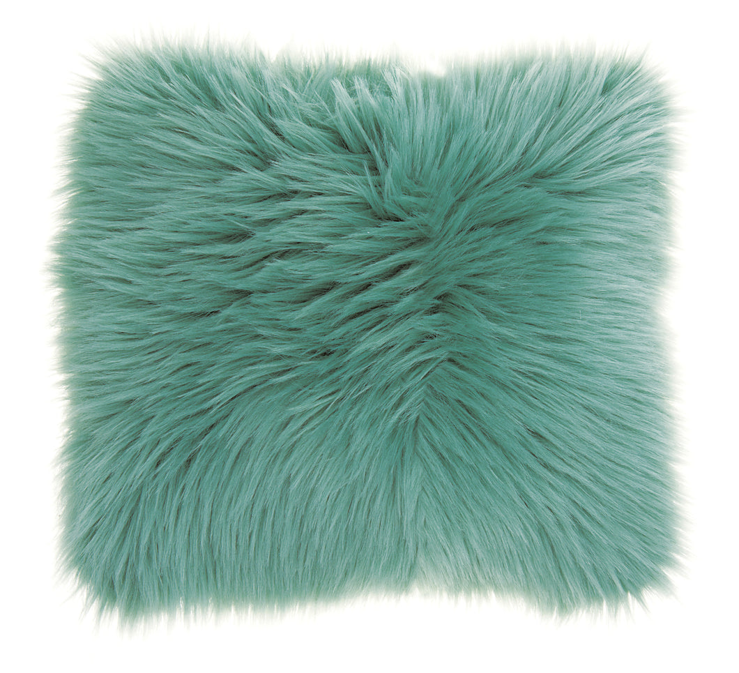 Mina Victory Fur Remen Poly Faux Fur Celadon Throw Pillow FL101 22