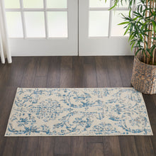Load image into Gallery viewer, Nourison Jubilant 2&#39; x 4&#39; Small White and Blue Damask Area Rug JUB09 Ivory/Blue
