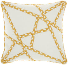 Load image into Gallery viewer, Mina Victory Outdoor Pillows Woven Braided Geometric Yellow Throw Pillow VJ006 18&quot;X18&quot;
