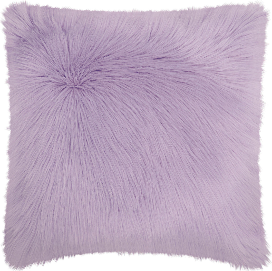 Mina Victory Fur Remen Poly Faux Fur Lavender Throw Pillow FL101 22