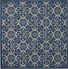 Load image into Gallery viewer, Nourison Caribbean CRB02 Navy Blue and White 8&#39; Square Large Rug CRB02 Navy
