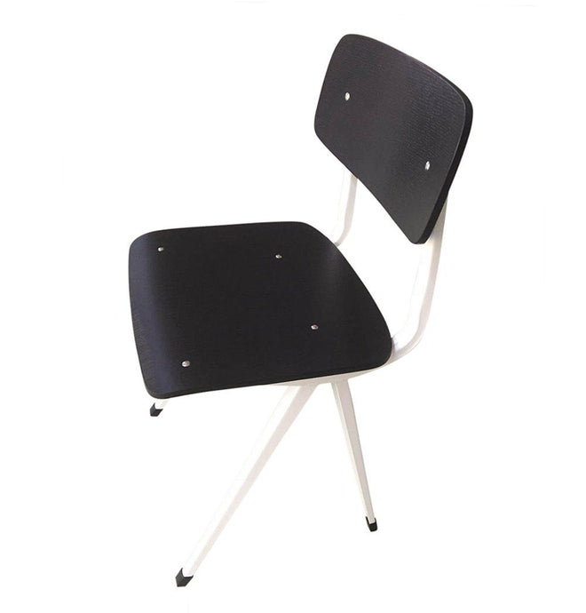 Wood and Metal Dining Chair - Rika Chair - Black Seat/Back & White Frame