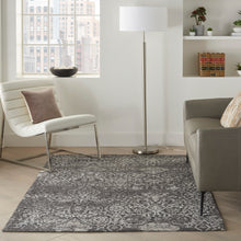 Load image into Gallery viewer, Nourison Damask 4&#39; x 6&#39; Area Rug DAS06 Dark Grey
