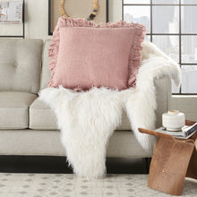 Load image into Gallery viewer, Mina Victory Life Styles Linen Frilled Border Blush Throw Pillow GE901 2&#39;X2&#39;
