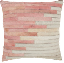 Load image into Gallery viewer, Mina Victory Natural Leather Hide Diagonal Ombre Rose Throw Pillow S4292 20&quot; x 20&quot;
