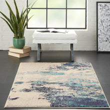 Load image into Gallery viewer, Nourison Celestial CES02 IVTBL 3&#39;x5&#39; Abstract Area Rug CES02 Ivory/Teal Blue
