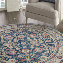 Load image into Gallery viewer, Nourison Ankara Global ANR13 Navy Blue Multicolor 4&#39; Round Persian Area Rug ANR13 Navy/Multicolor
