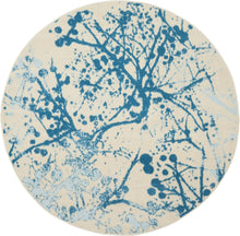Load image into Gallery viewer, Nourison Jubilant JUB12 White and Blue 5&#39; Round Contemporary Area Rug JUB12 Ivory/Blue
