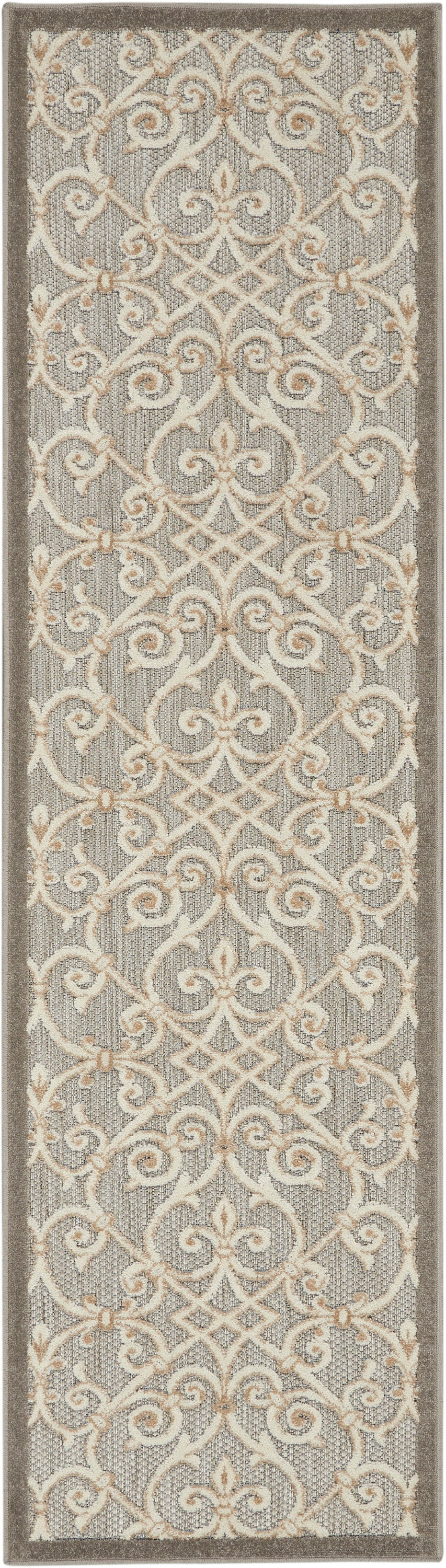 Nourison Aloha 10' Runner Grey Patio Area Rug ALH21 Natural