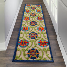 Load image into Gallery viewer, Nourison Aloha ALH19 10&#39; Runner Blue Multicolor Easy-care Indoor-outdoor Rug ALH19 Blue/Multicolor
