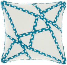 Load image into Gallery viewer, Mina Victory Outdoor Pillows Woven Braided Geometric Turquoise Throw Pillow VJ006 18&quot;X18&quot;
