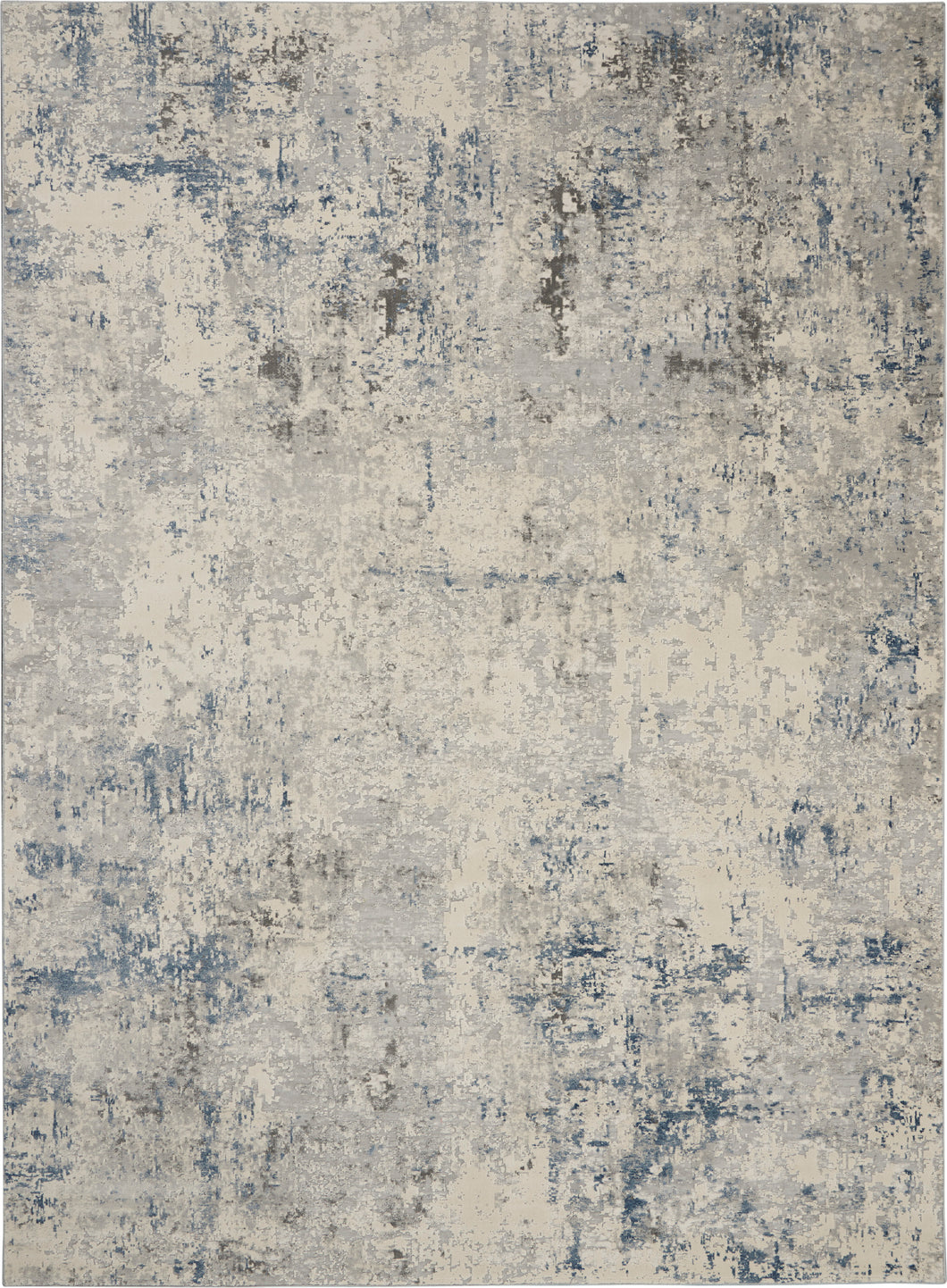 Nourison Rustic Textures RUS07 Slate Blue and Ivory 9'x13' Oversized Rug RUS07 Ivory/Grey-blue